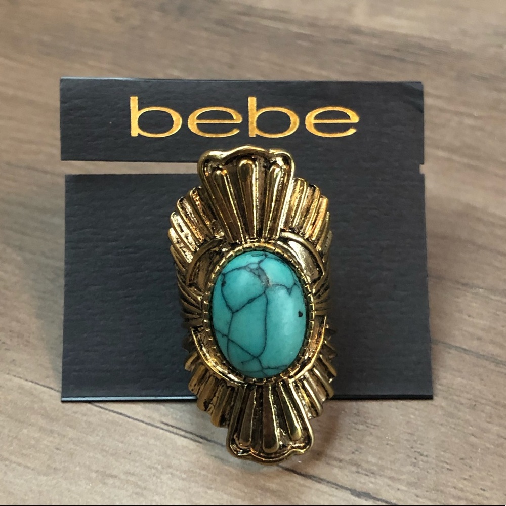 3/$20 New Bebe gold and faux turquoise ring